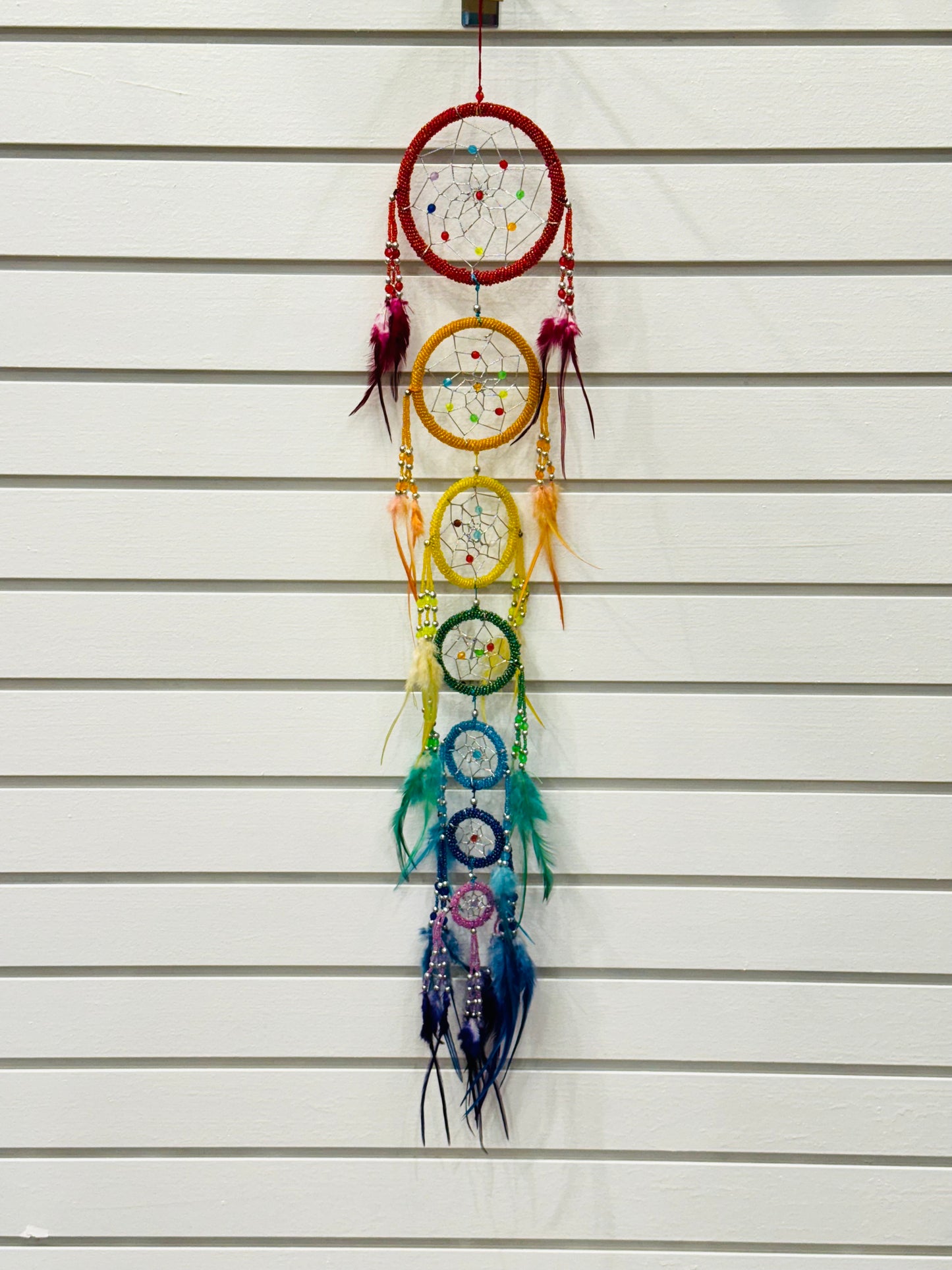 Chakra Dreamcatcher with Beads and Feathers