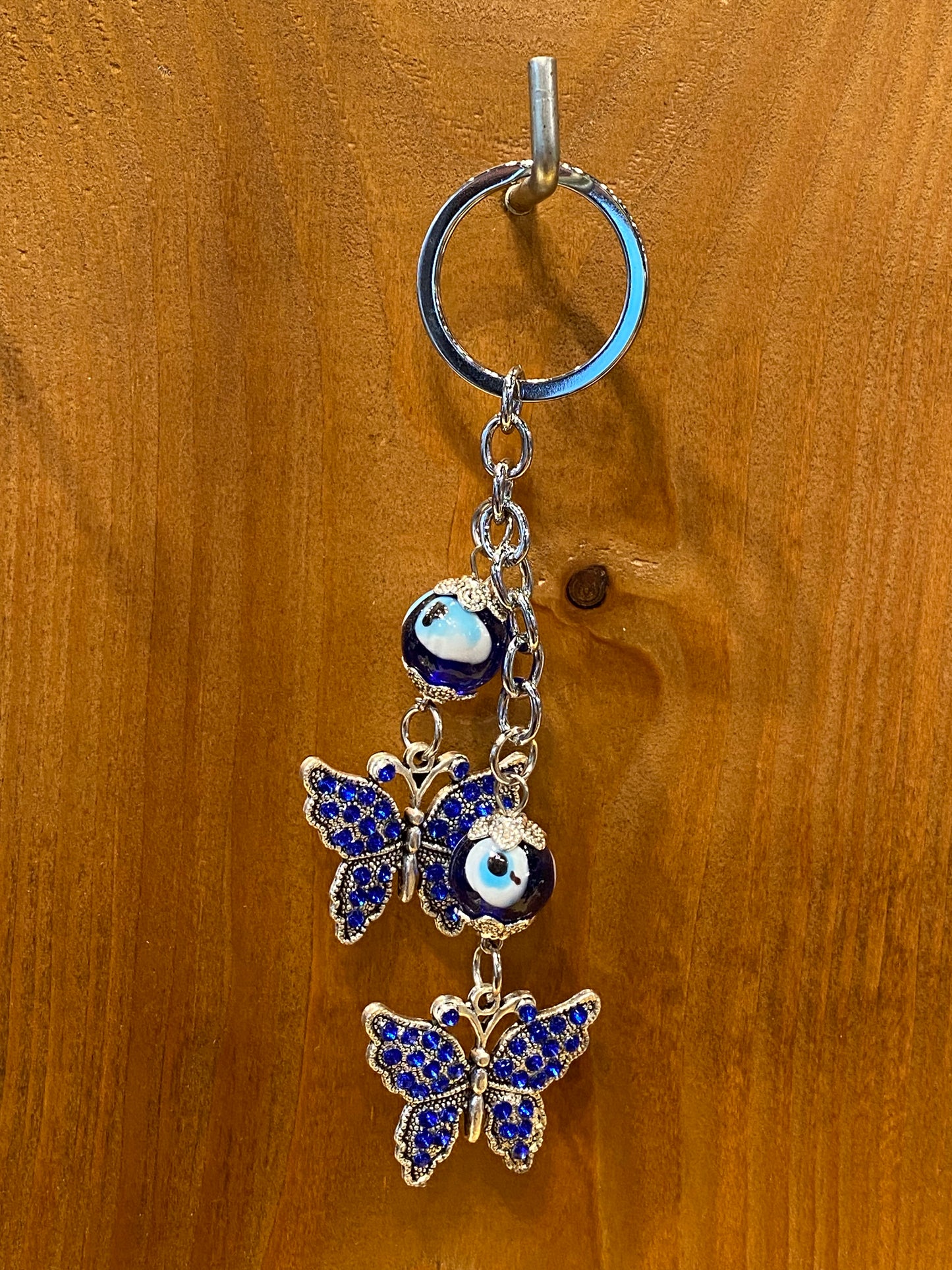 Evil Eye Double Butterfly Key Chain