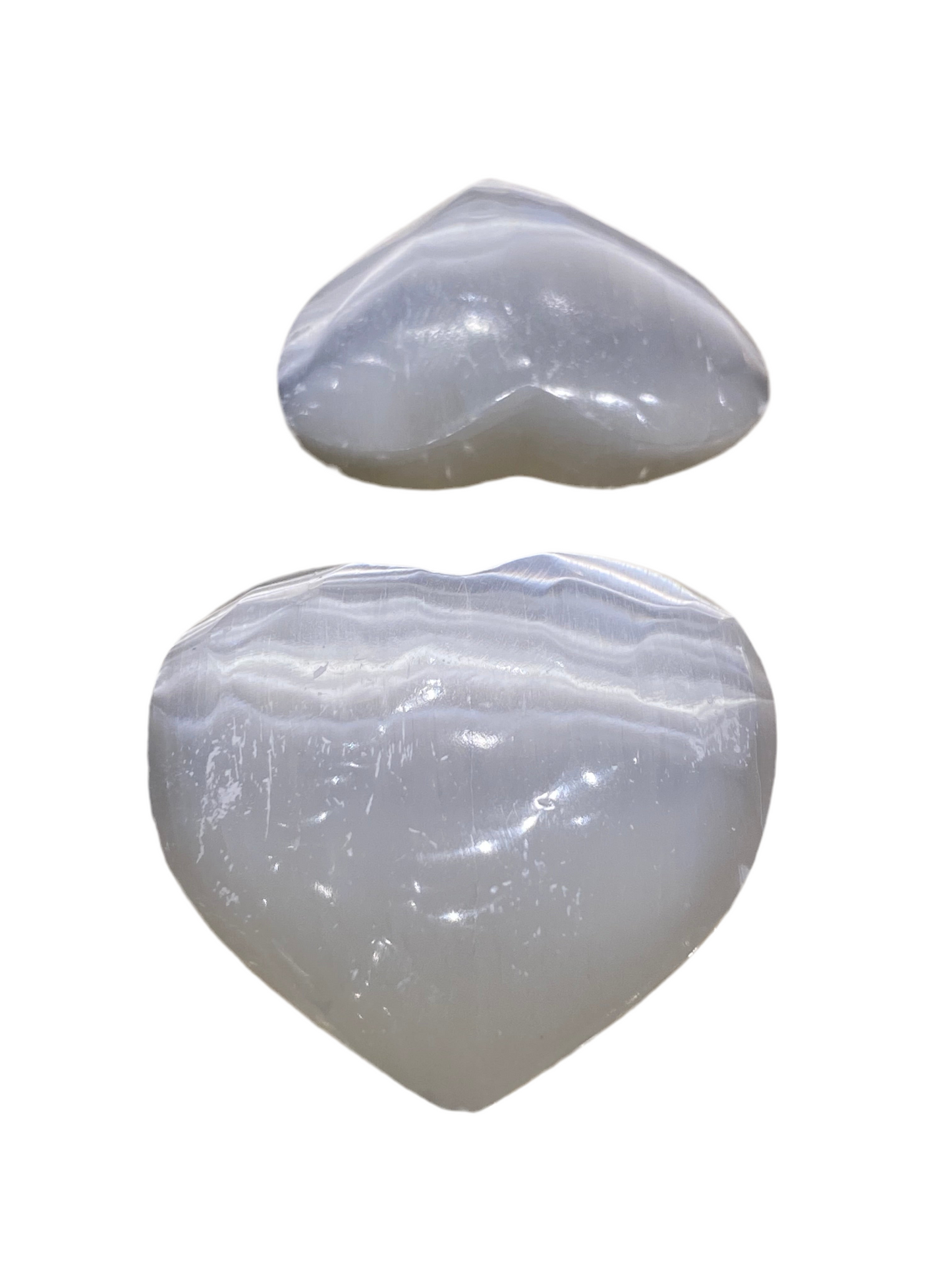 Selenite Heart Palm Tumbled Hand Carved Polished Large Stone