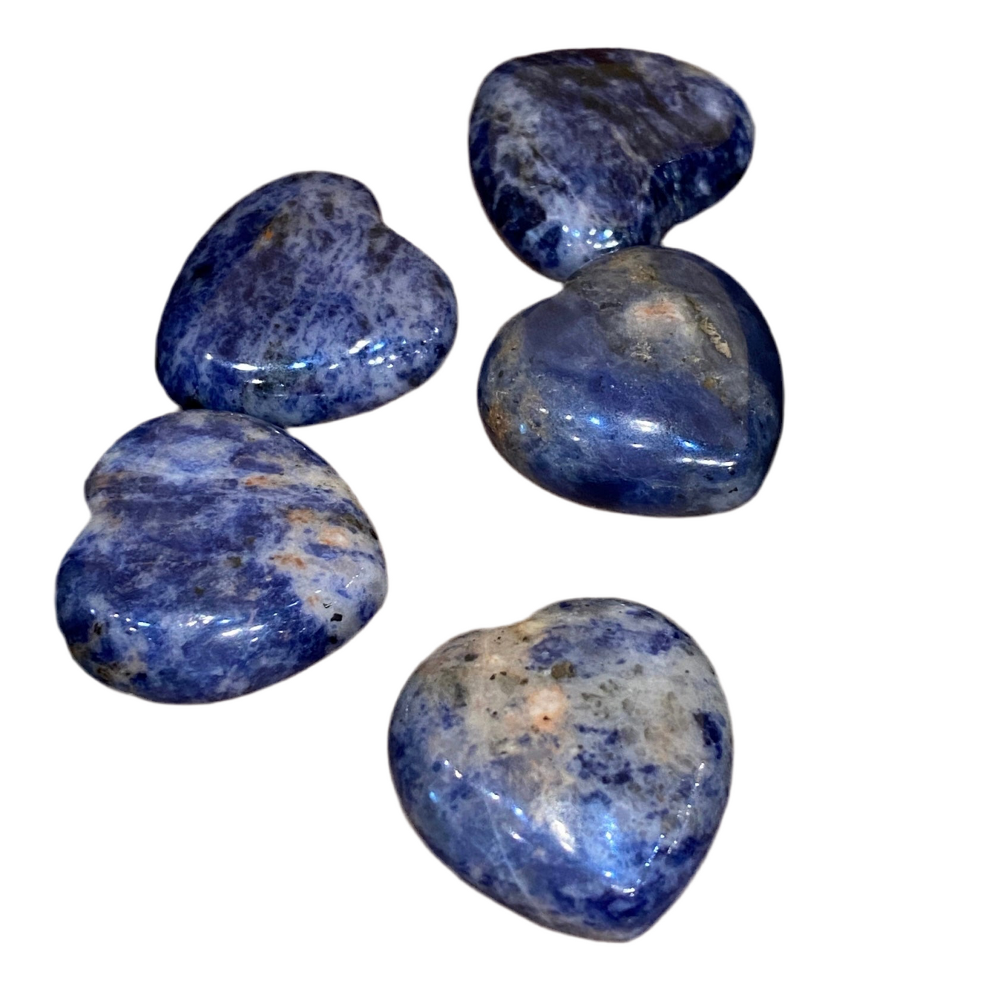 Sodalite Heart Hand Carved Polished Pocket Stone 1 Each