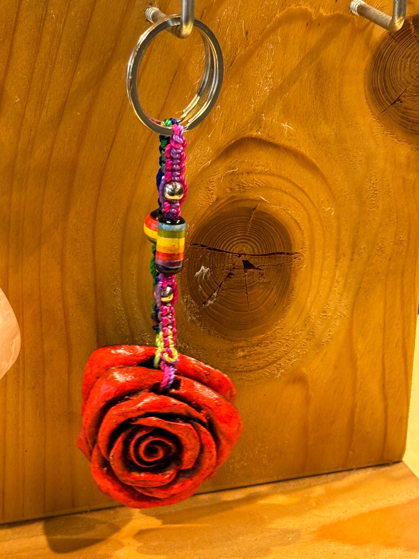 Red Rose Flower Durepox Resin Figurine Keychain