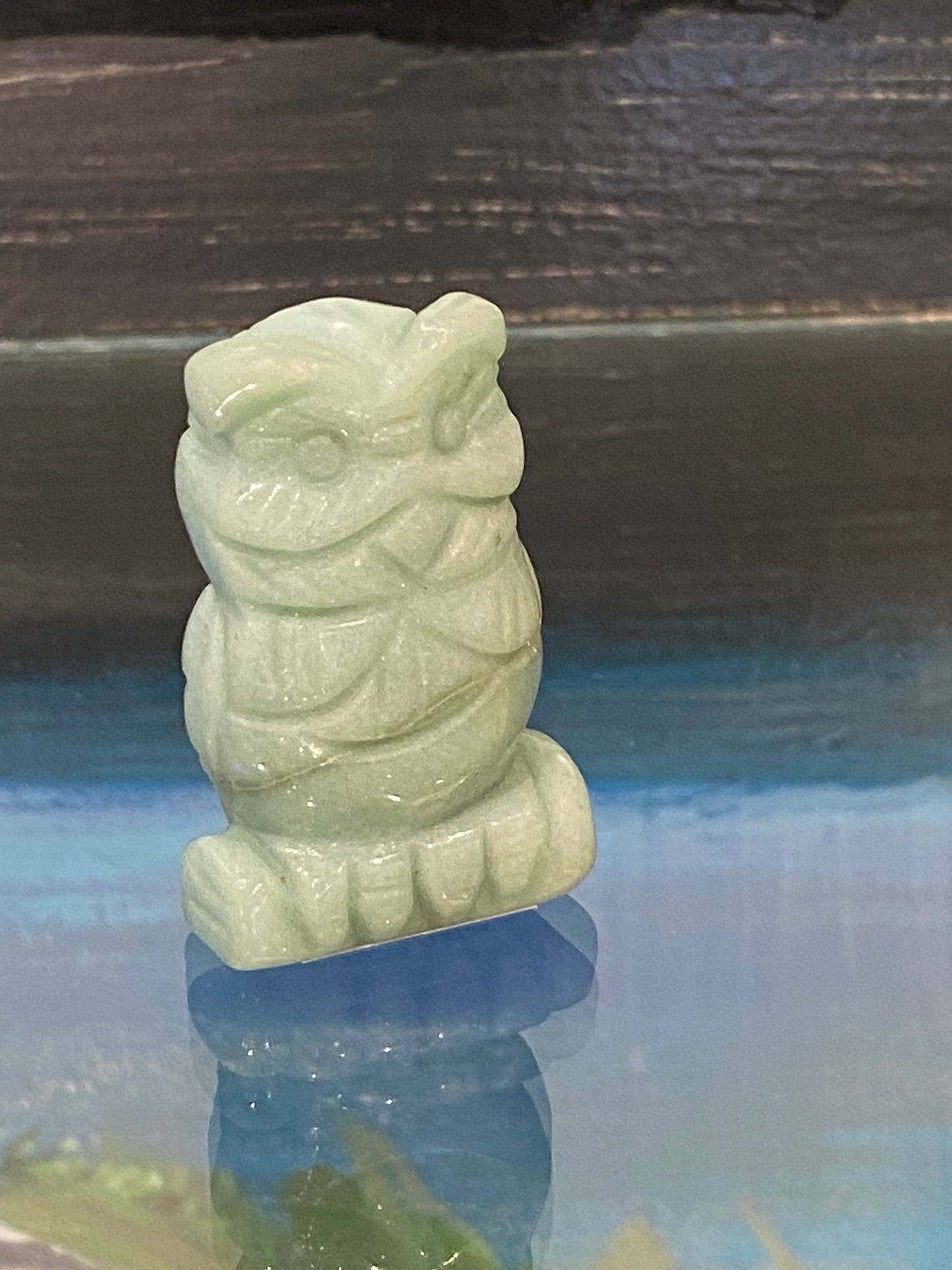 Green Aventurine Spirit Animal Hand Carved Owl