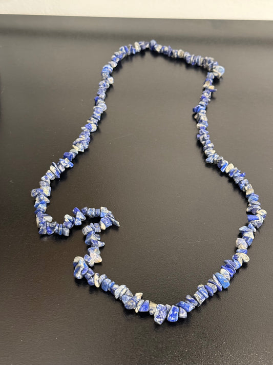 Lapis Lazuli Chip Beaded Long Necklace