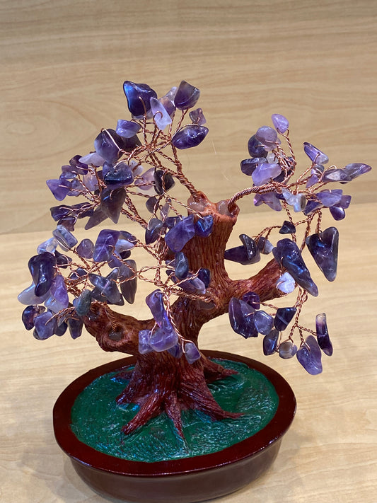 Feng Shui Bonsai Amethyst Tree In Red Tub