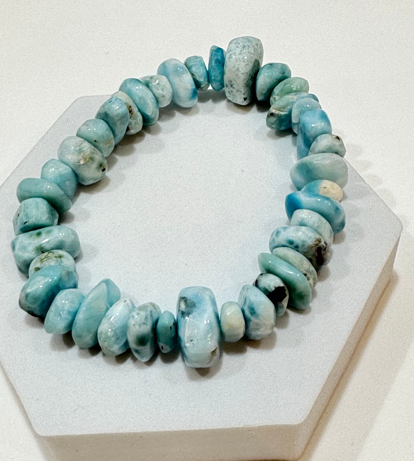 Larimar Free Form Beaded Tumbled Chips Bracelet