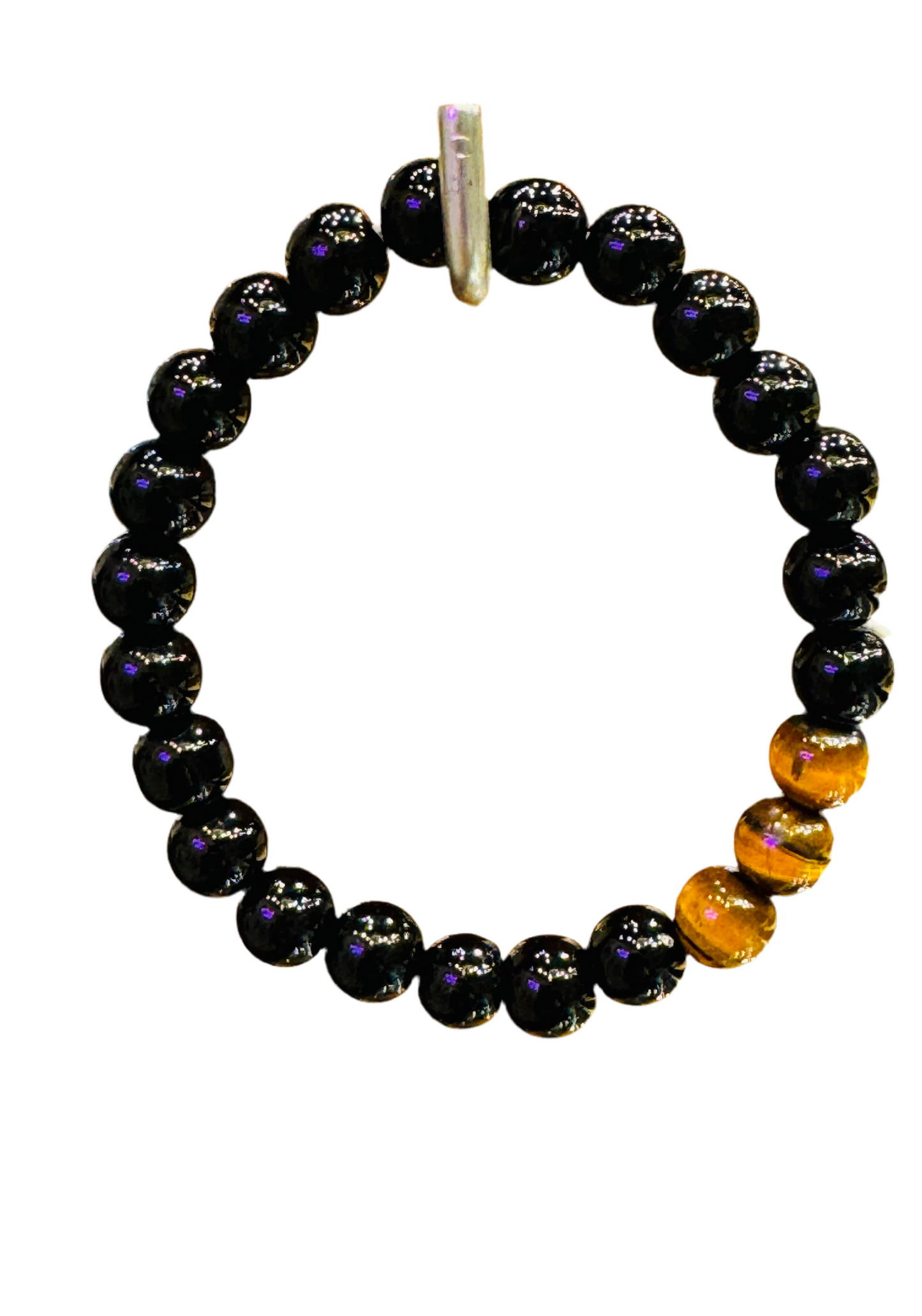 Black Obsidian and Tigers Eye Beaded Bracelet