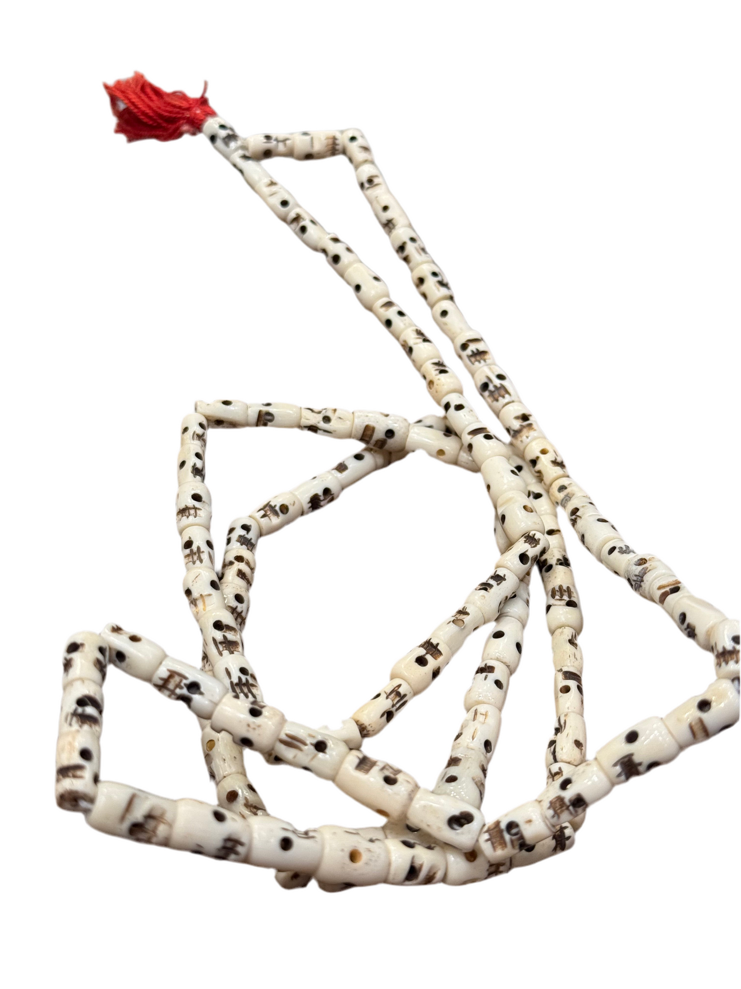 Handmade Bone Skull Mala Prayer Bead Necklace