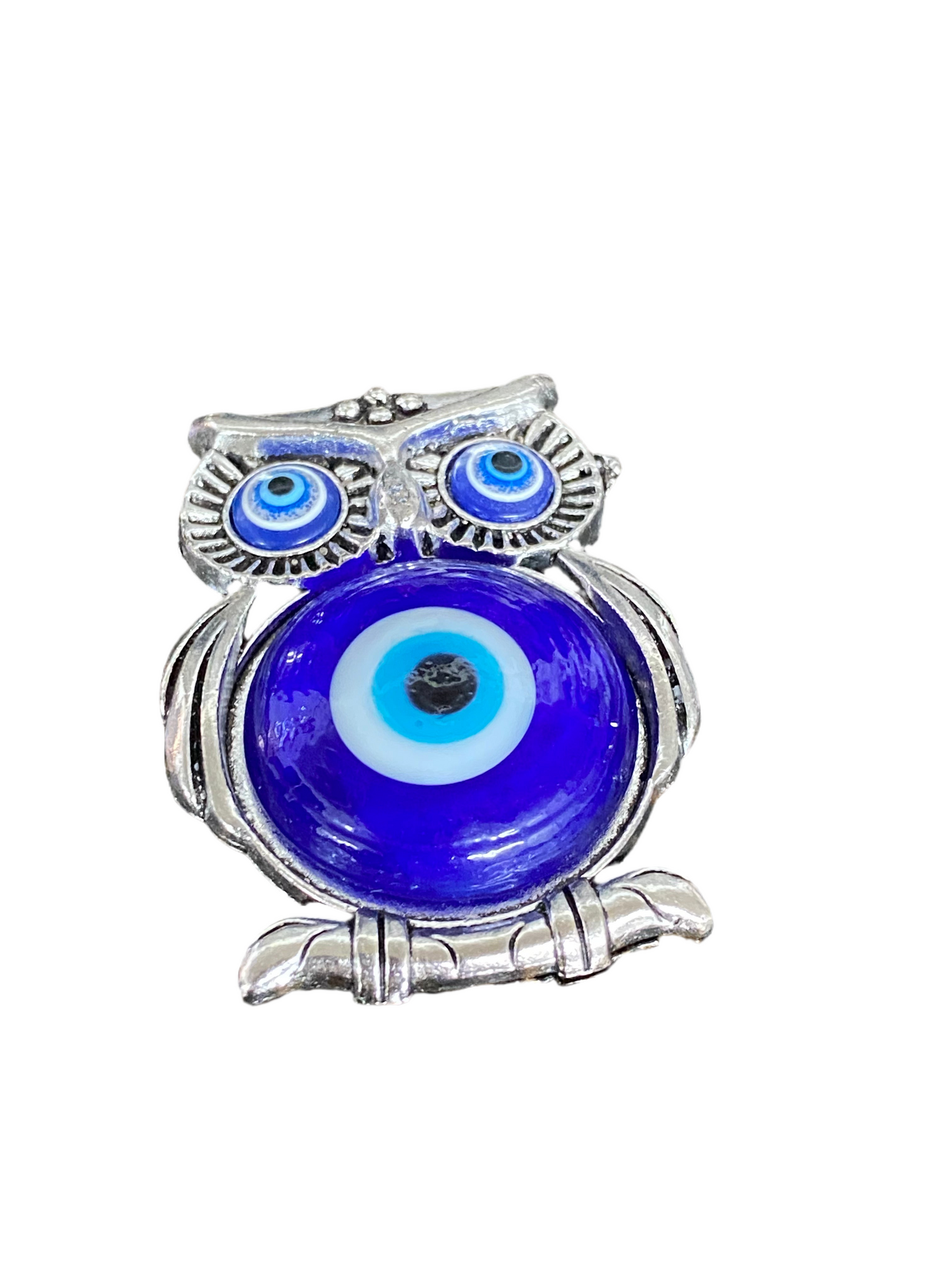 Owl On Silver Branch Evil Eye Magnet