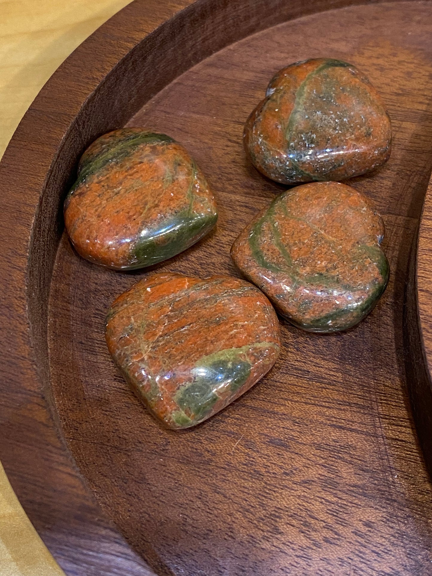 Unakite Tumbled Hand Carved Polished Heart