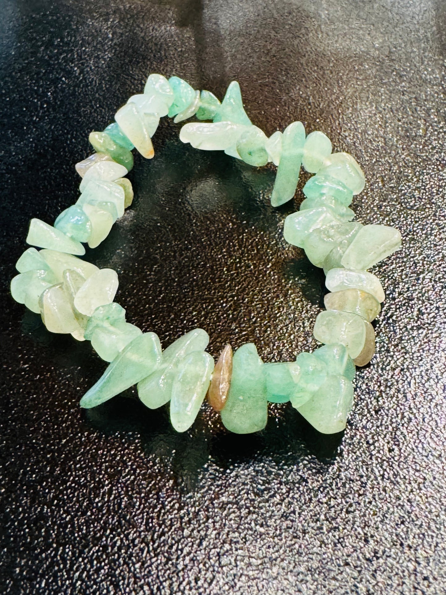 Light and Dark Green Aventurine Pebble Chips Bracelet