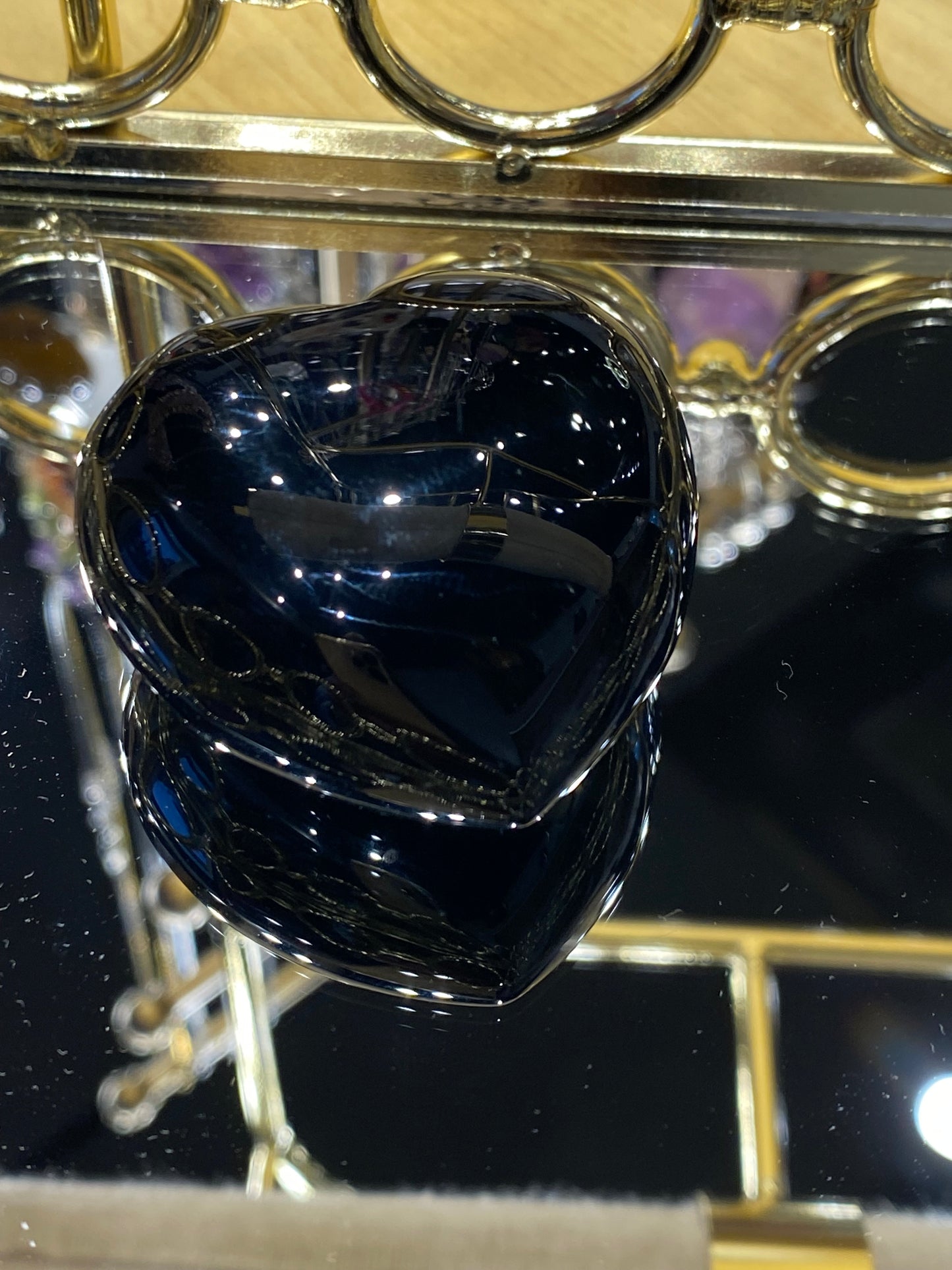 Shungite Hand Carved Polished Palm Stone Heart