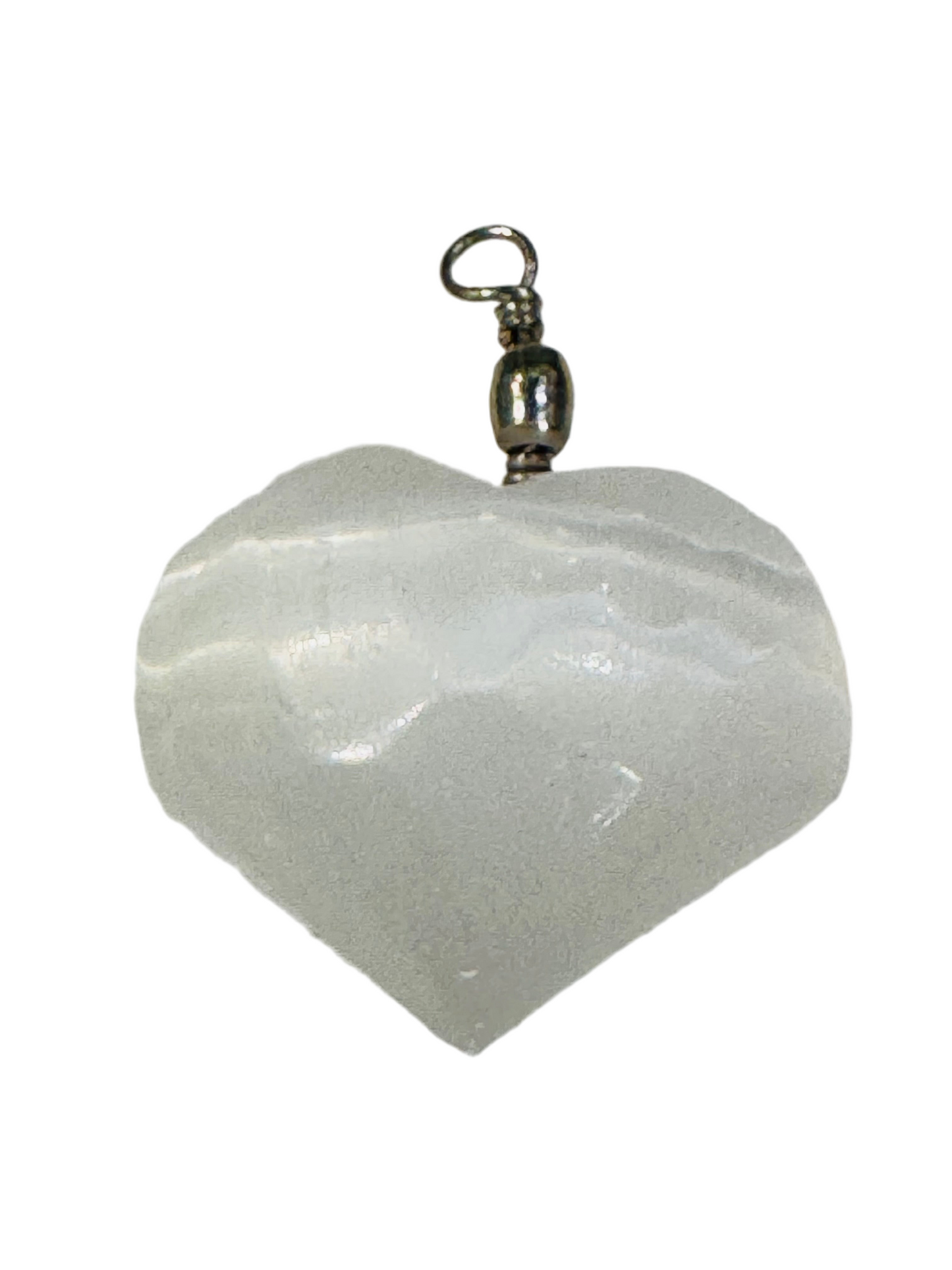 Selenite Heart Pendant Hand Carved Polished Charm