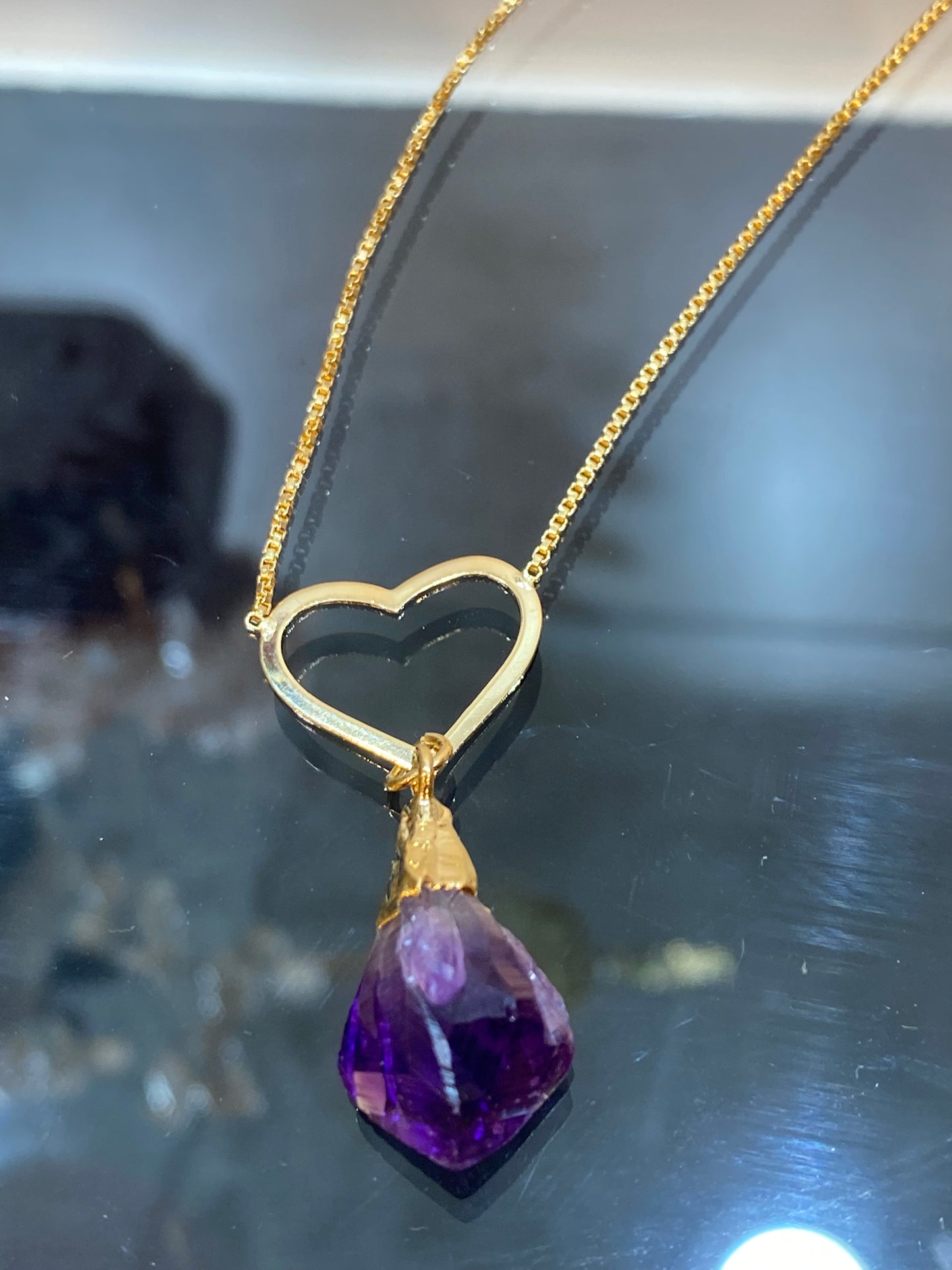 Amethyst Stone Heart Necklace