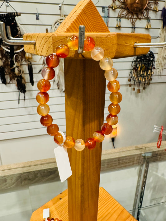 Brown and Red Agate Beaded String Bracelet