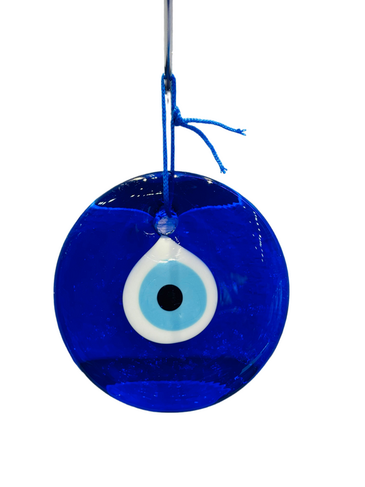 Glass Blue Evil Eye Wall Hanging Ornament - Turkish Handmade Nazar Amulet - Home Protection Charm - Evil Eye Wall Decor Amulet