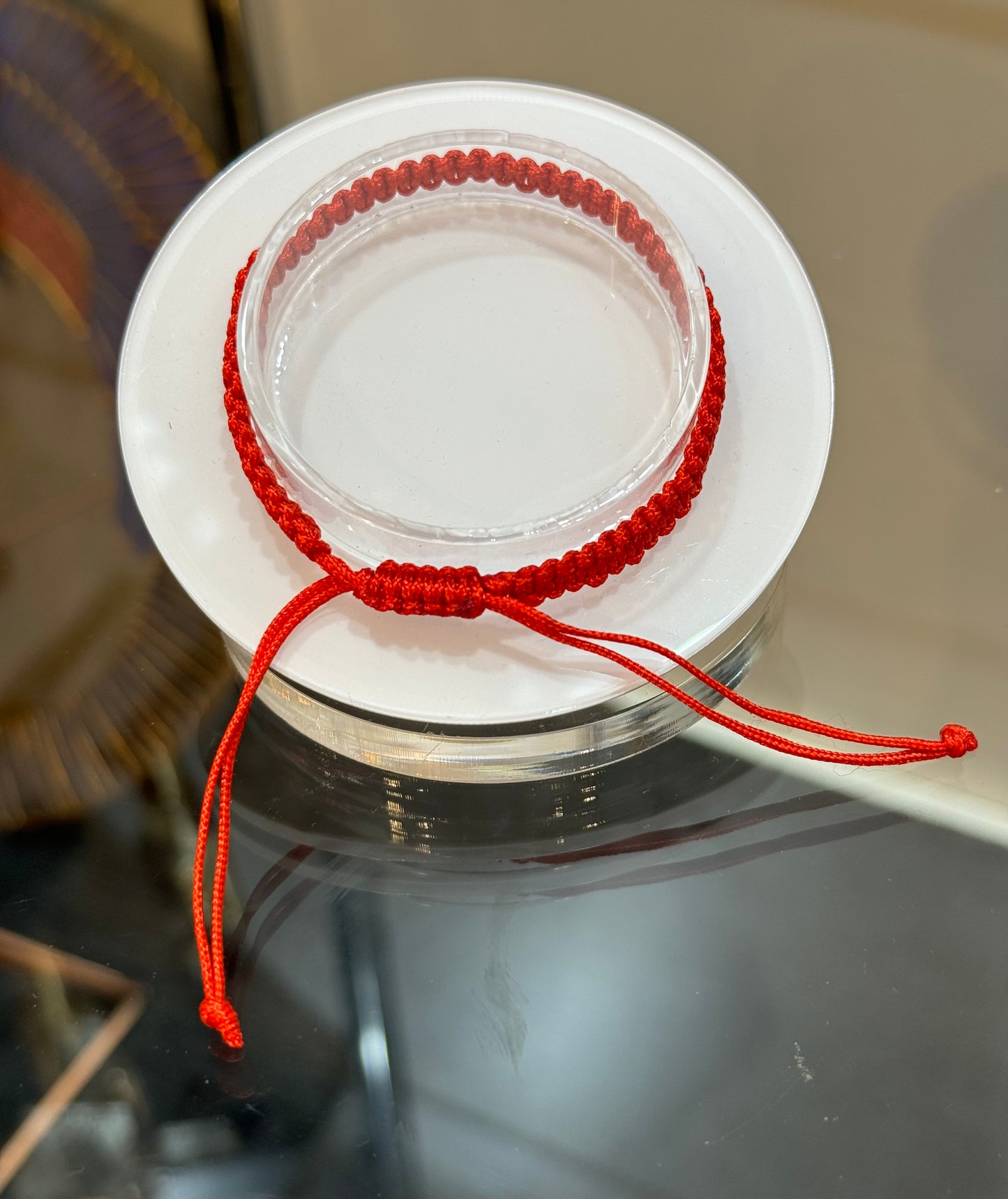 Red String Pull Tie Bracelet Plain