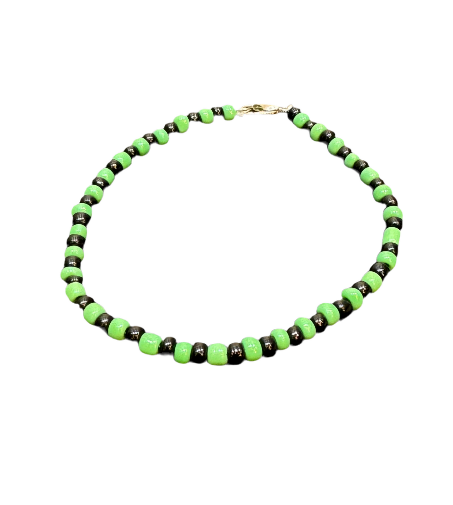 Orisha Ogún Handmade Beaded Green and Black Bracelet with Clasp