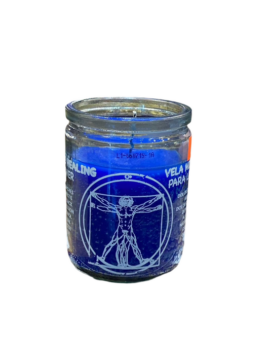 Prayer Miracle Healing 3 Day Candle Blue in jar for spiritual practices