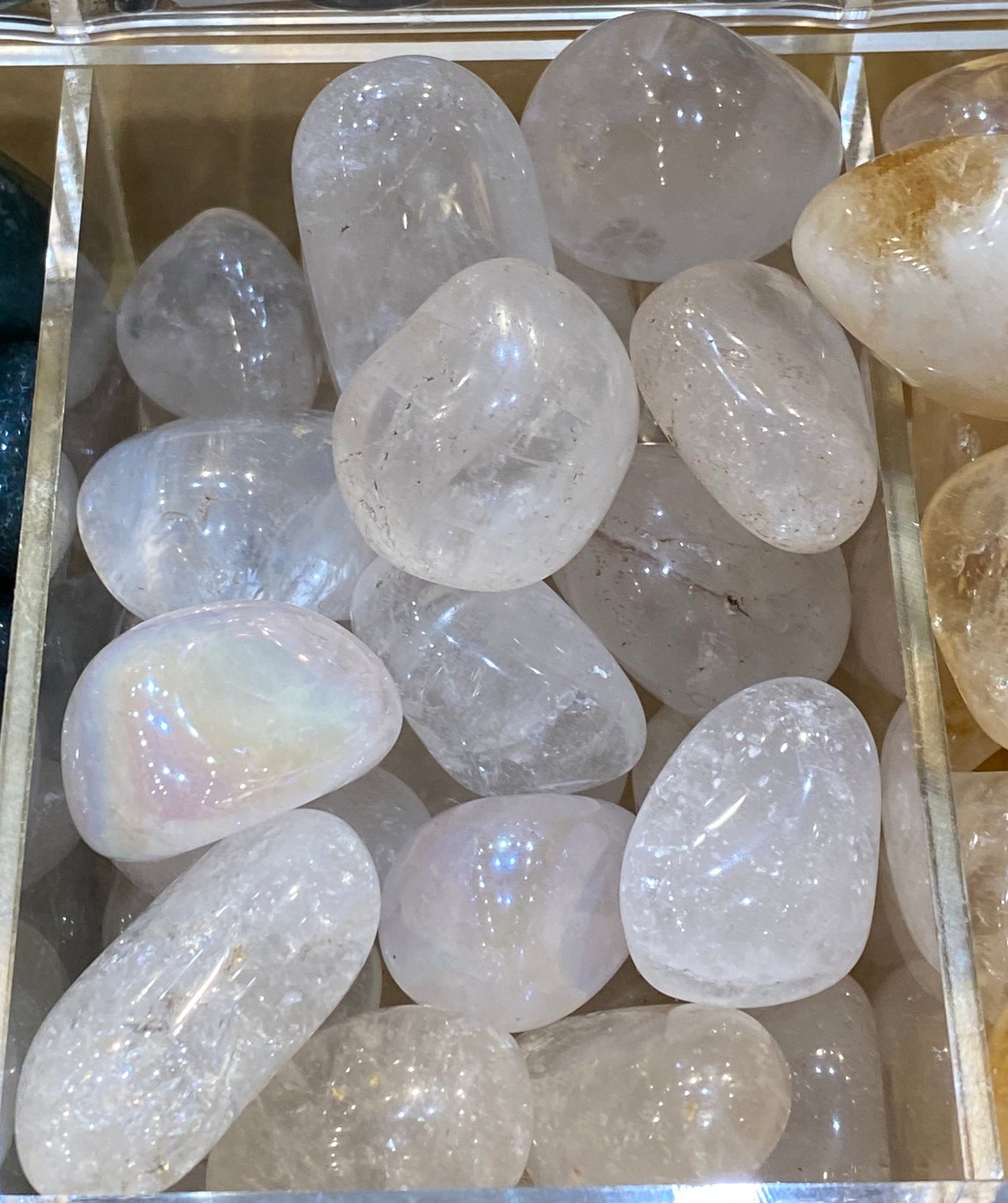 Clear Crystal Quartz Tumbled Stone 1pc (quarter size) High Quality