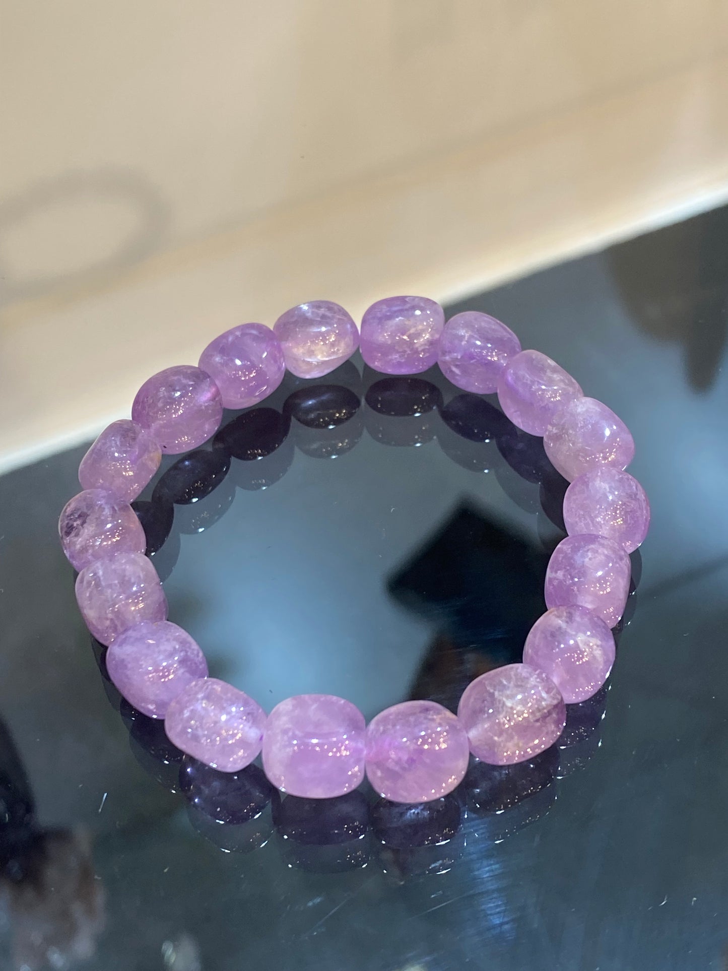 Amethyst Faceted Nugget Stretch Beaded Bracelet 10mm