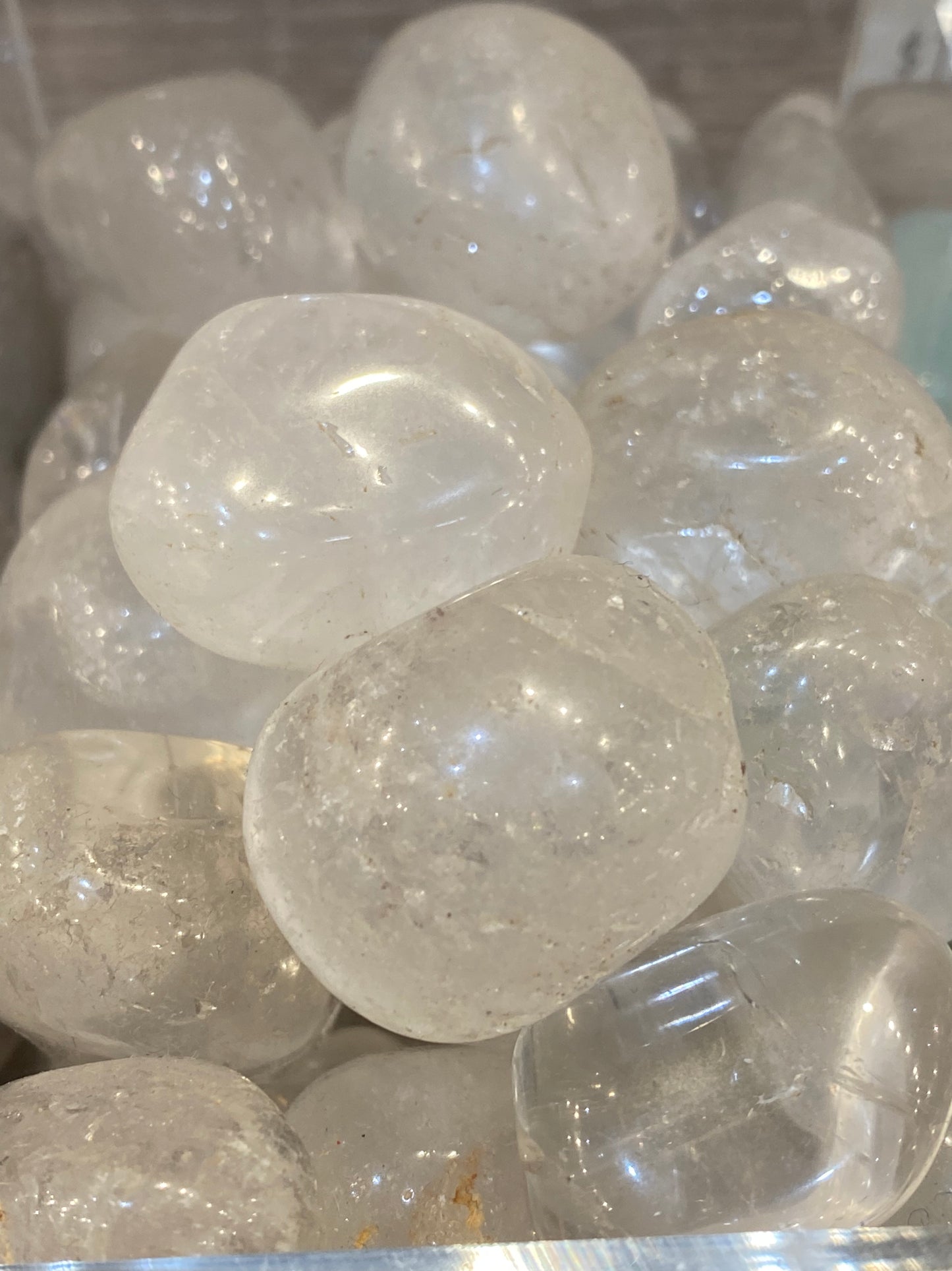 Clear Crystal Quartz Tumbled Stone 1pc (quarter size) High Quality