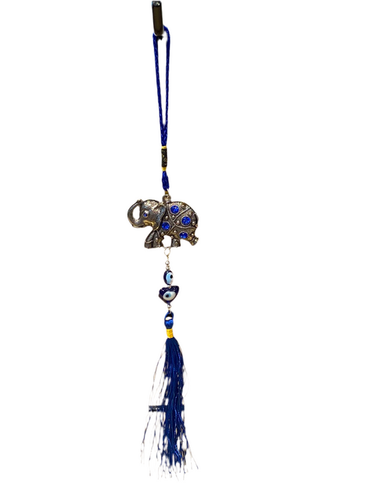Mandala Elephant Talisman with Evil Eye Heart Amulet for protection and positivity.