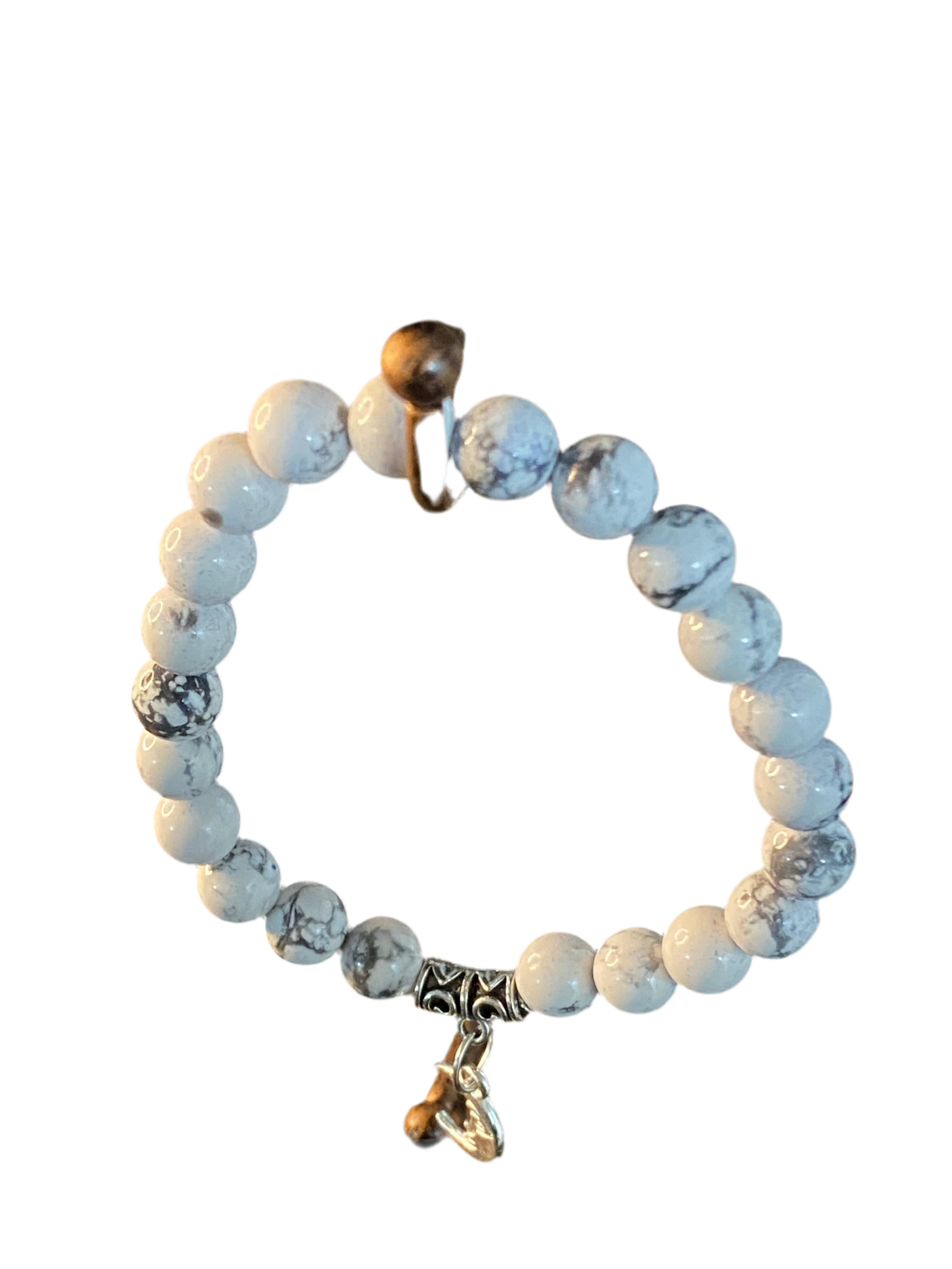 Howlite Gemstone Bracelet With Crescent Moon Charm