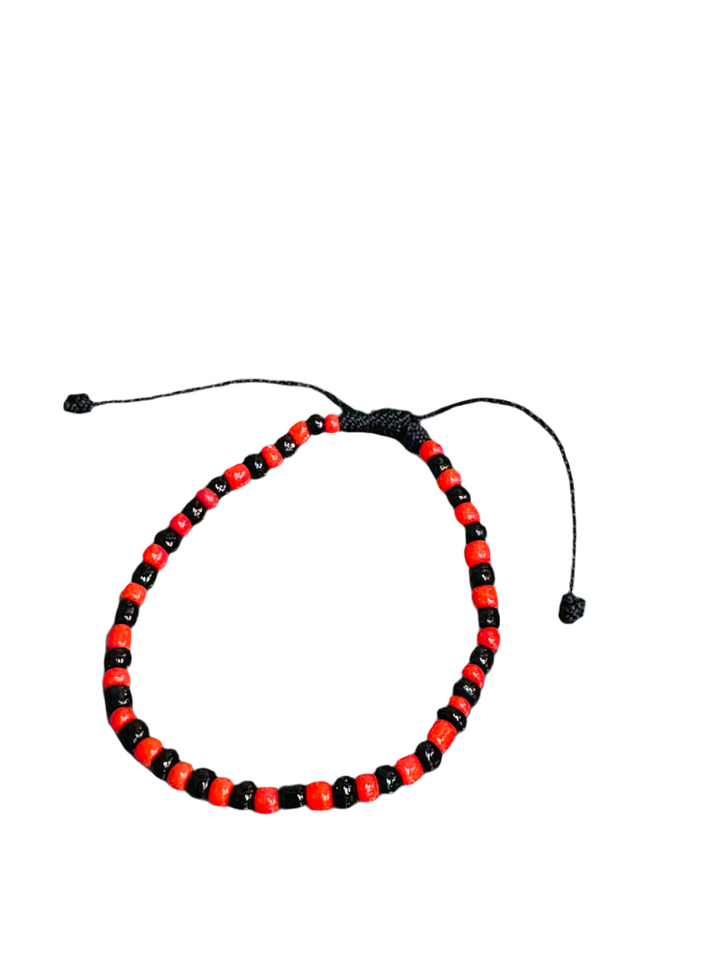 Orisha Elegua Beaded Handmade Pull String Bracelet Black and Red