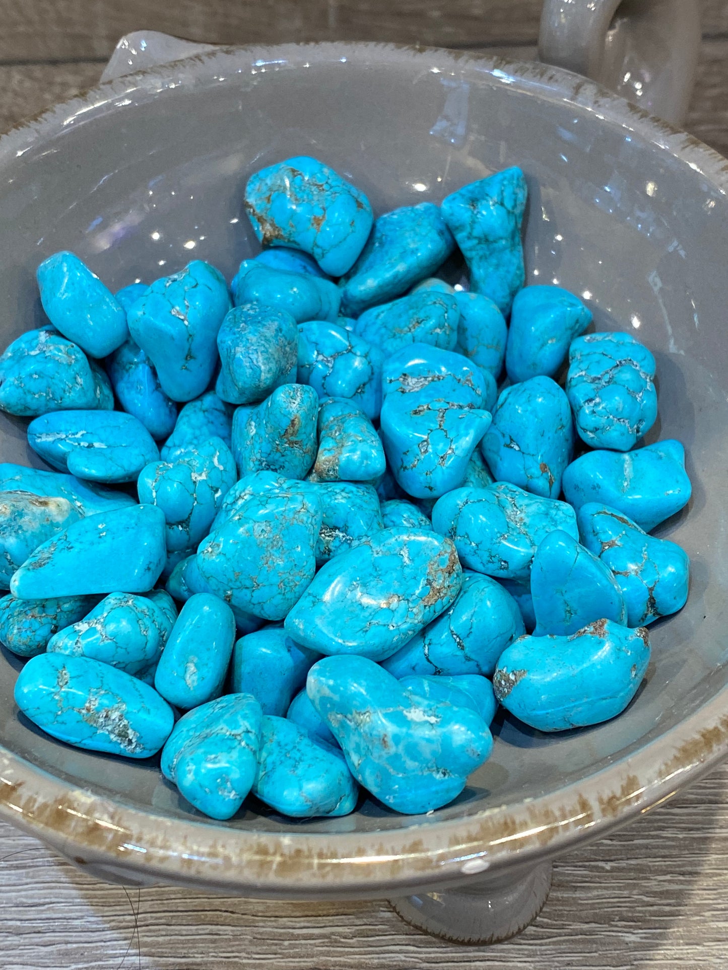 Turquoise Blue Howlite Tumbled Small Stone 1pc