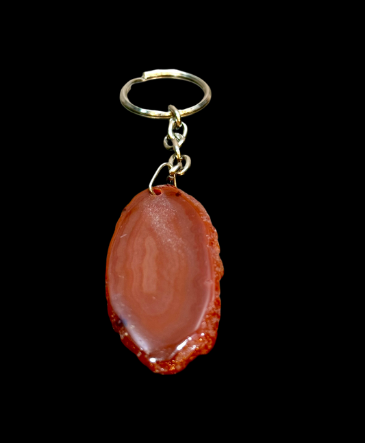 Carnelian Agate Slab Drilled Key Chain