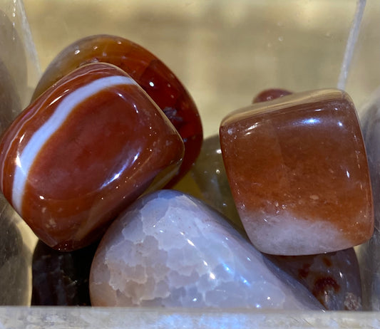 Carnelian Agate Crystal Tumbled Quarter Size 1pc