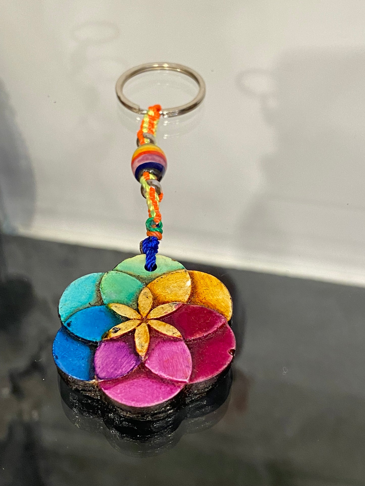 Rainbow Seed of Life Durepox Resin Figurine Keychain