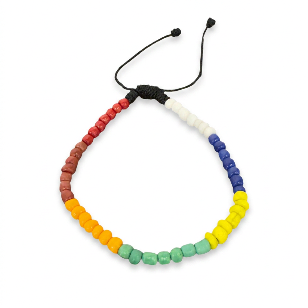 Orisha 7 African Power pull tie string bracelet in black and red colors