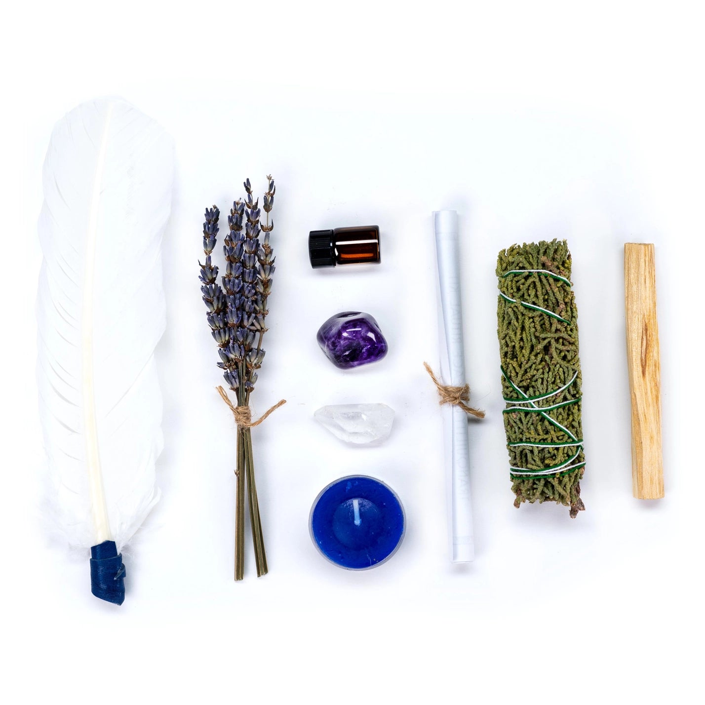 Tranquility & Peace Ritual Kit Gift Set with Crystals, Essential Oil, and Candle