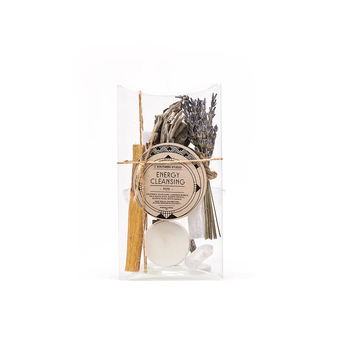 Mini Energy Cleansing Ritual Kit Gift Set with Crystals and Candle