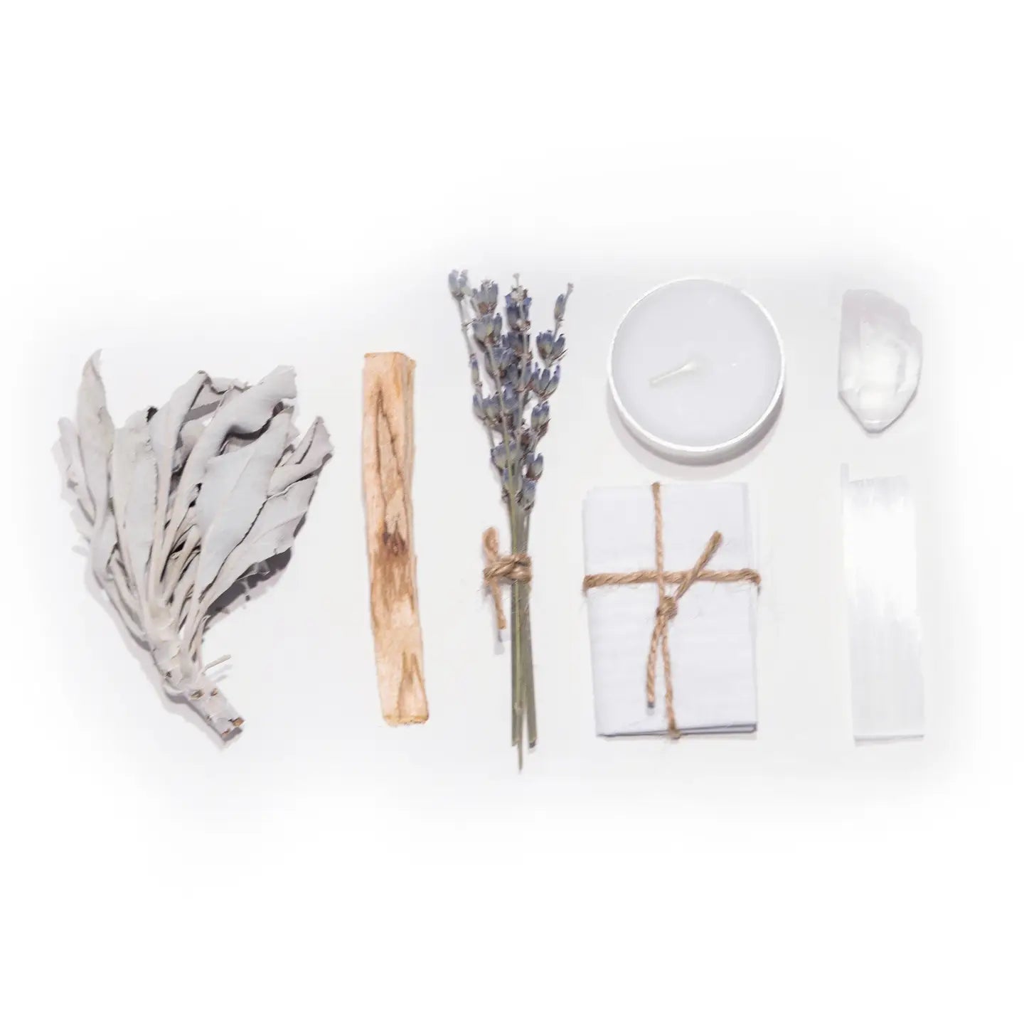 Mini Energy Cleansing Ritual Kit Gift Set with Crystals and Candle