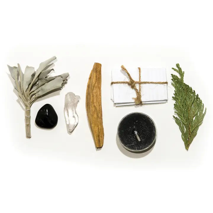 Mini Protection Ritual Kit Gift Set with Crystals and Candle