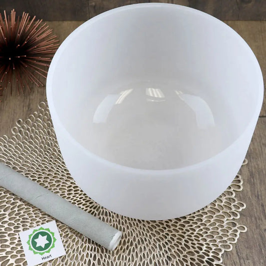 Heart Chakra Frosted Quartz Crystal Singing Bowl