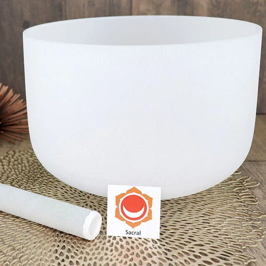 Sacral Chakra Frosted Quartz Crystal Singing Bowl