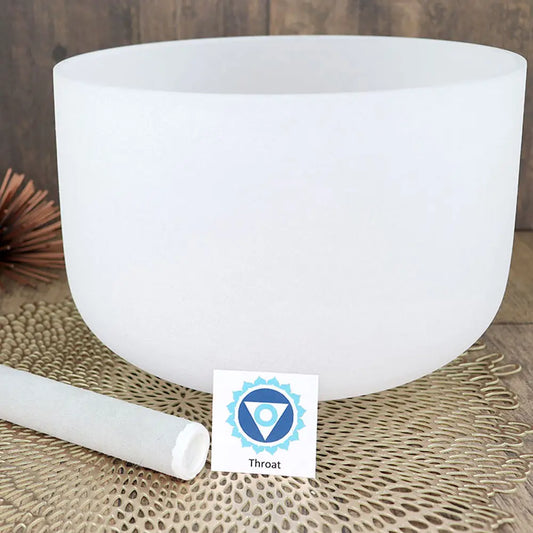 Throat Chakra Frosted Quartz Crystal Singing Bowl