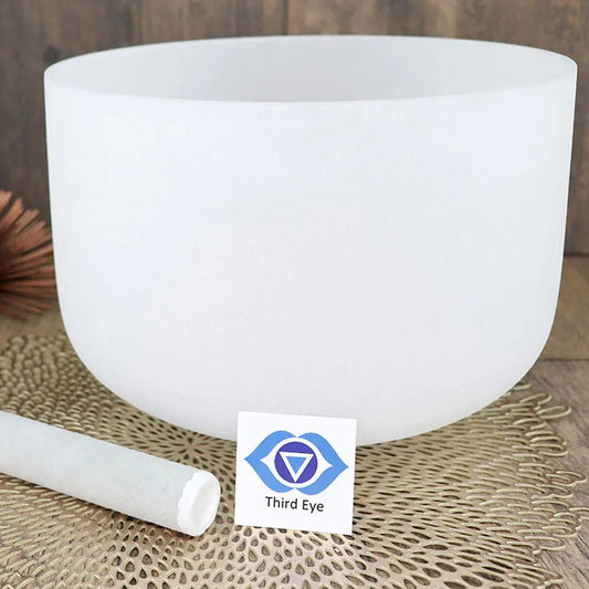 Third Eye Chakra Frosted Quartz Crystal Singing Bowl