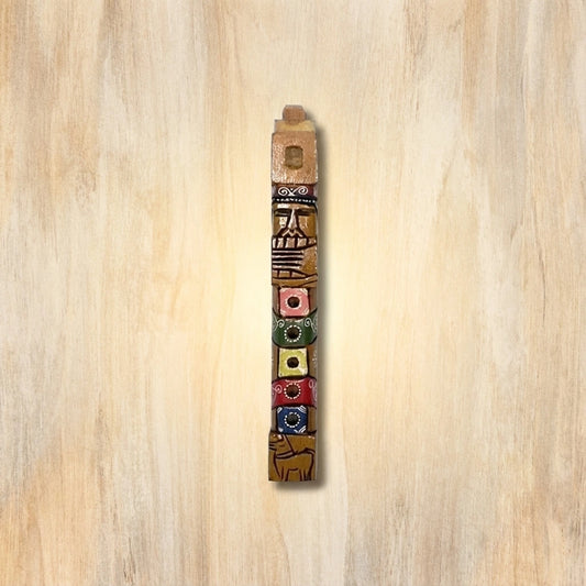Six Square Wooden Flute – Handmade Bamboo Tribal Recorder Instrument from Peru