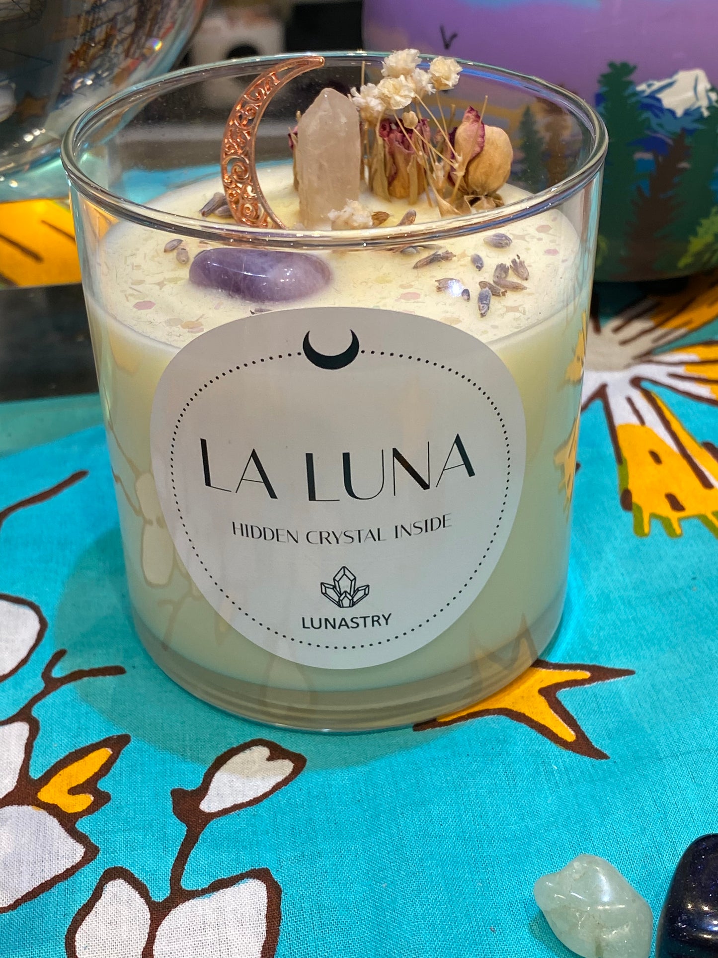 La Luna Soy Wax Crystal Candle with Hidden Gem