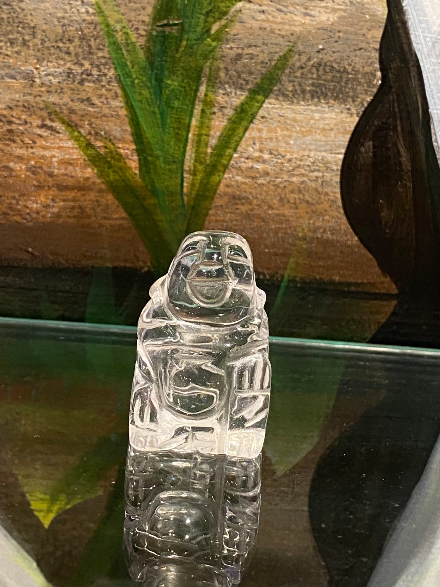 Clear Quartz Hand Carved Desktop Laughing Buddha