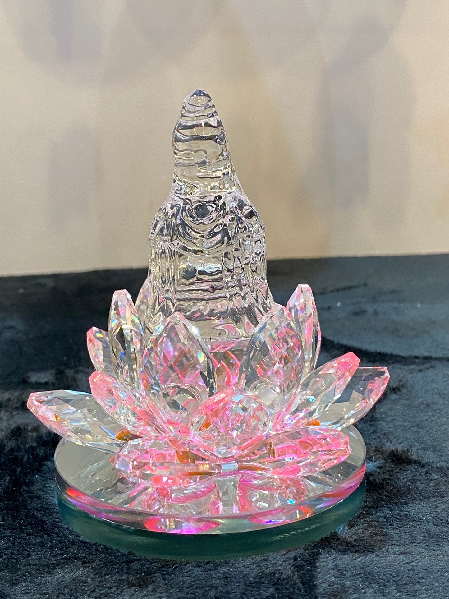 Crystal Kwan/Kuan Yin sitting on a Lotus Light Pink