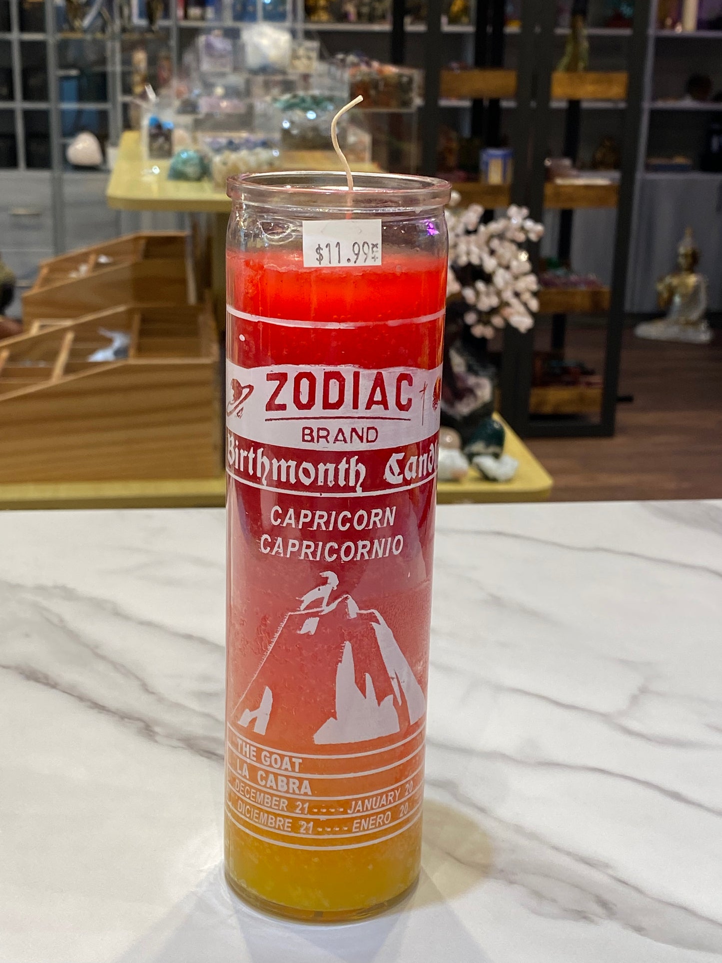 Zodiac Capricorn 7 Day Candle, Red/Yellow