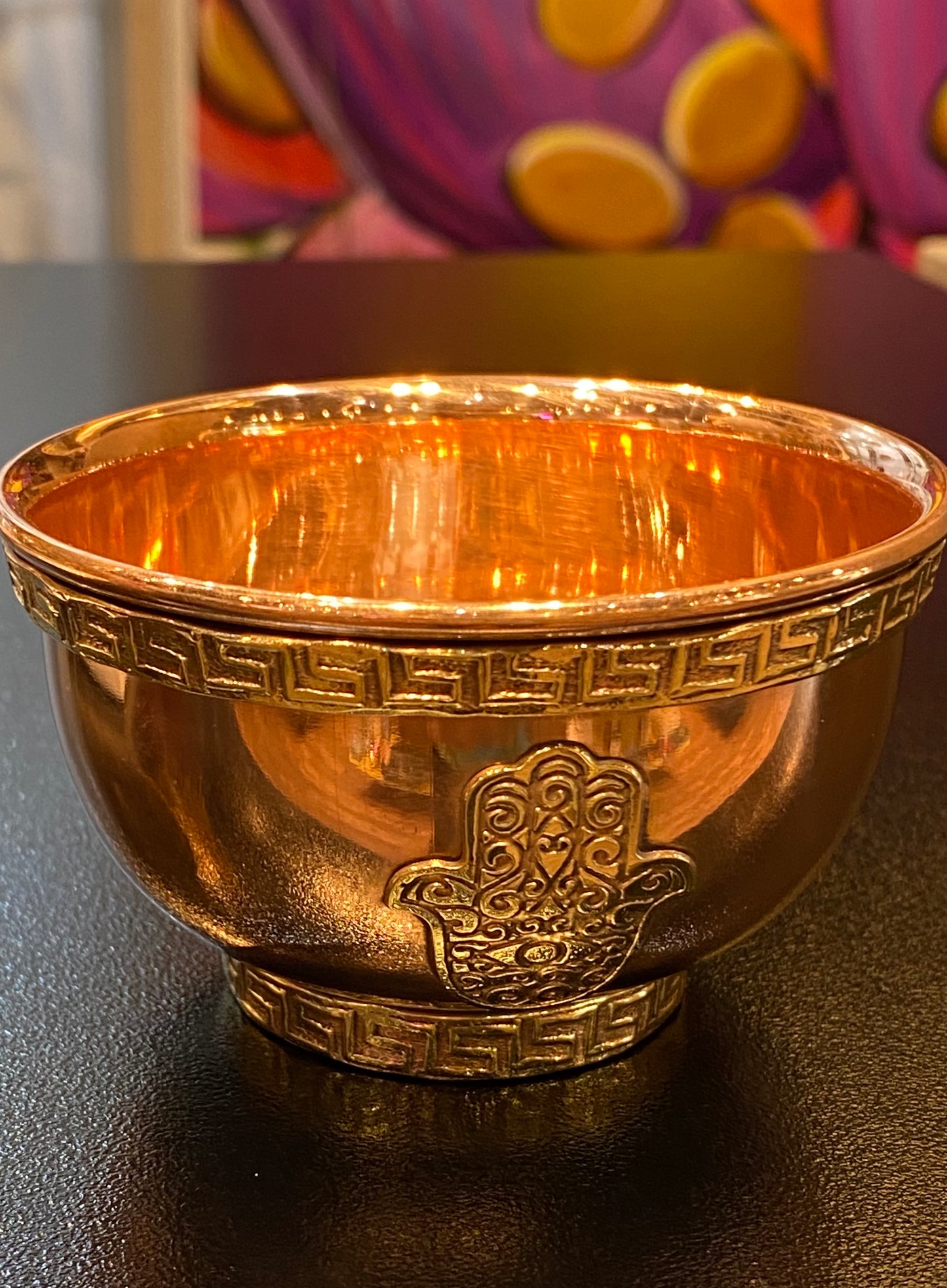 Copper Offering Bowl w/Hamsa