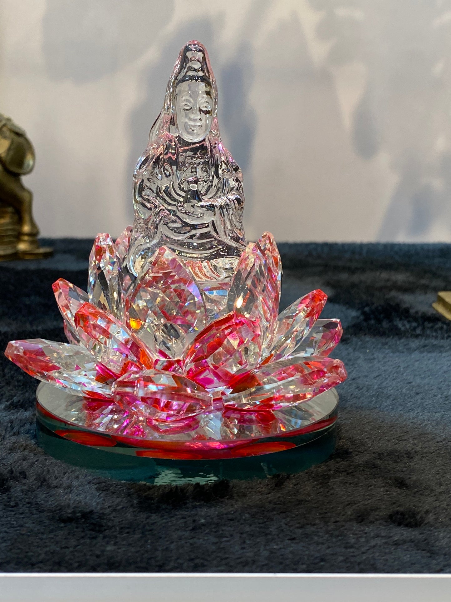 Crystal Kwan/Kuan Yin sitting on a Lotus Hot Pink