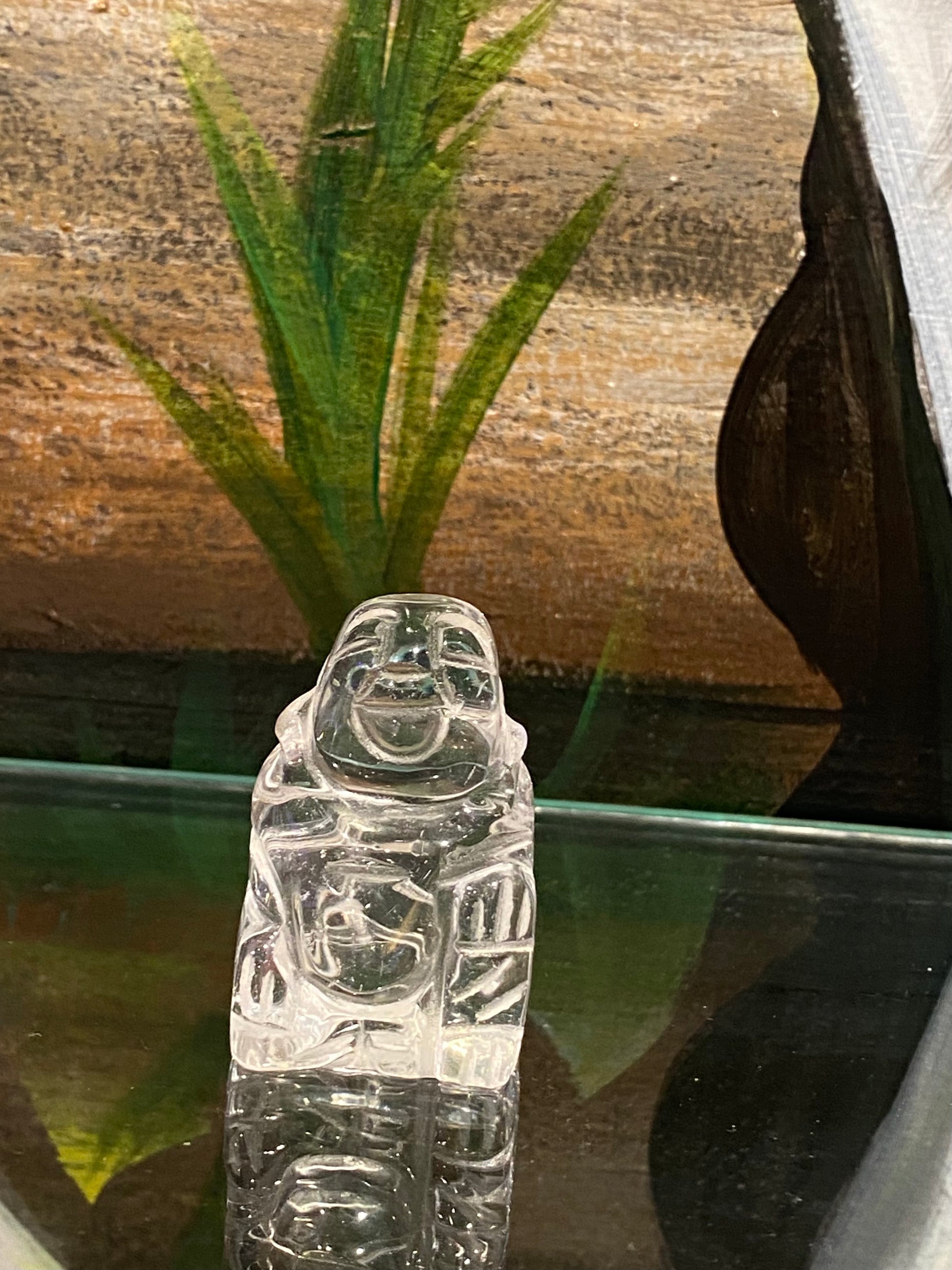 Clear Quartz Hand Carved Desktop Laughing Buddha