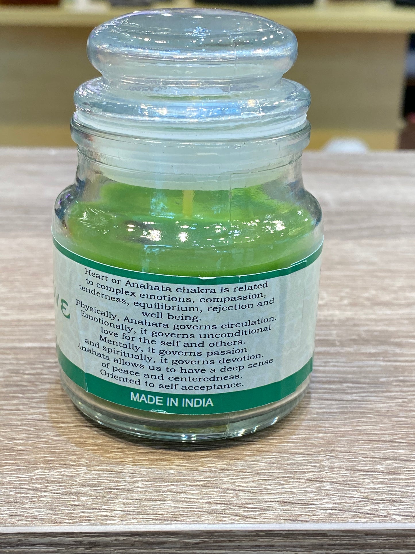 Vrinda 7 Chakra Jar Candles Green, Scented Heart Chakra Anahata-3oz